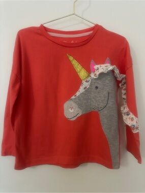 Mini Boden 3D Unicorn Appliqué Long Sleeve Top | Girls 4 - 5Y 110cm